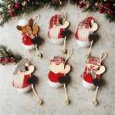 Christmas Bell Plaid Hat Santa Claus Pendant