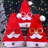 Christmas Eve Gold Velvet Glasses Santa Claus Hat