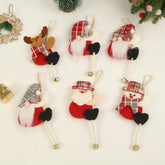 Christmas Bell Plaid Hat Santa Claus Pendant