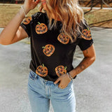 Short Sleeve Pumpkin Printed Casual T Shirt