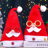Christmas Eve Gold Velvet Glasses Santa Claus Hat
