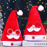 Christmas Eve Gold Velvet Glasses Santa Claus Hat