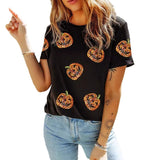 Short Sleeve Pumpkin Printed Casual T Shirt