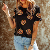 Short Sleeve Pumpkin Printed Casual T Shirt