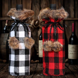 Christmas Wine Bottle Plaid Packing Bag