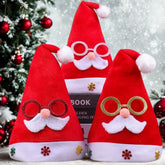 Christmas Eve Gold Velvet Glasses Santa Claus Hat