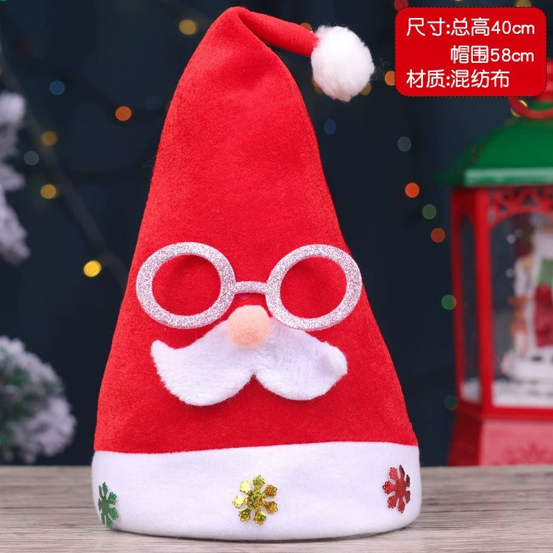 Christmas Eve Gold Velvet Glasses Santa Claus Hat