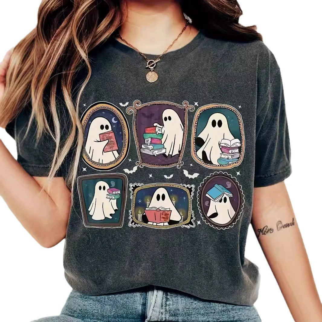 Short Sleeve Halloween Characters Printed T Shirt