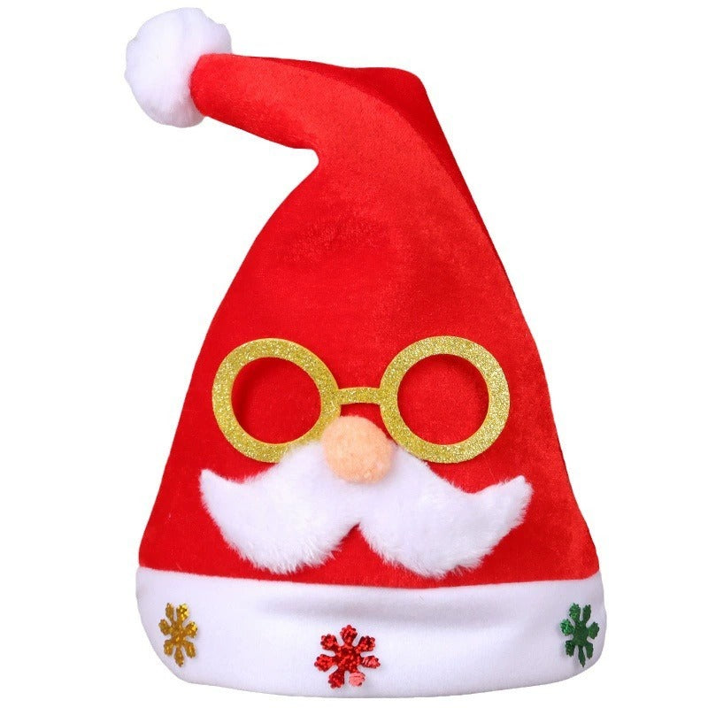 Christmas Eve Gold Velvet Glasses Santa Claus Hat